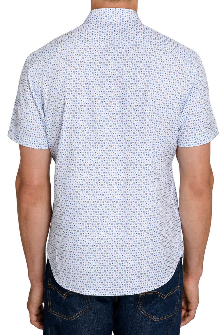 Atomic Geo Short Sleeve Stretch Button-Down Shirt, Alternate, color, WHITE/ BLUE