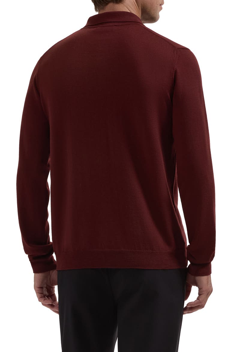Merino Wool Polo Sweater, Alternate, color, BURGUNDY