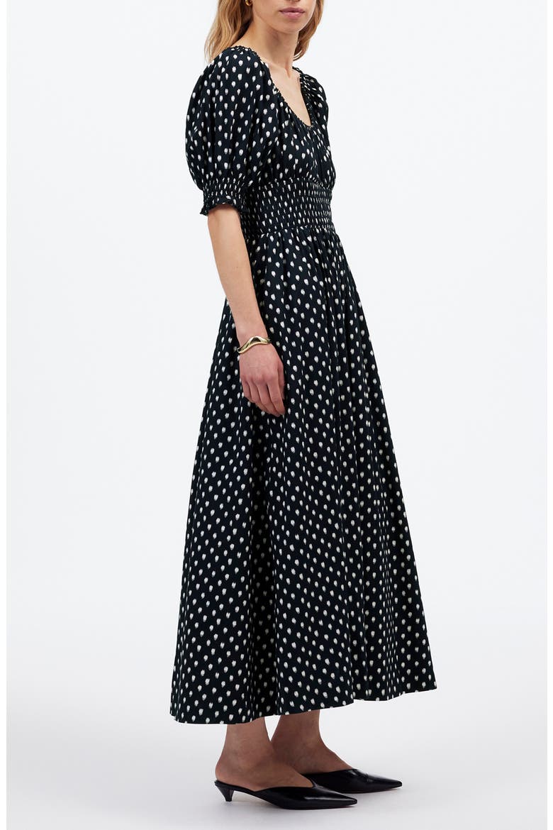 Shibori Dot Smocked Waist Midi Dress, Alternate, color, SHIBORI DOT