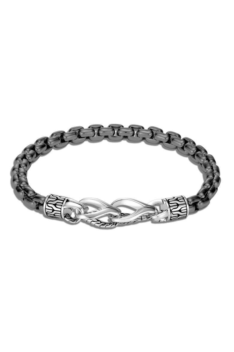 Men's Asli Classic Chain Link Bracelet, Main, color, SILVER/ BLACK RHODIUM