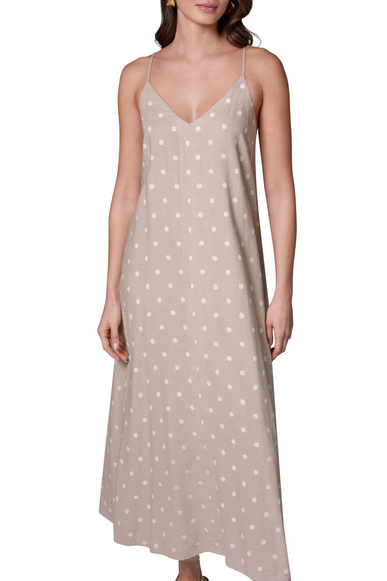 Polka Dot Linen Blend Dress, Alternate, color, SANDSTONE DI