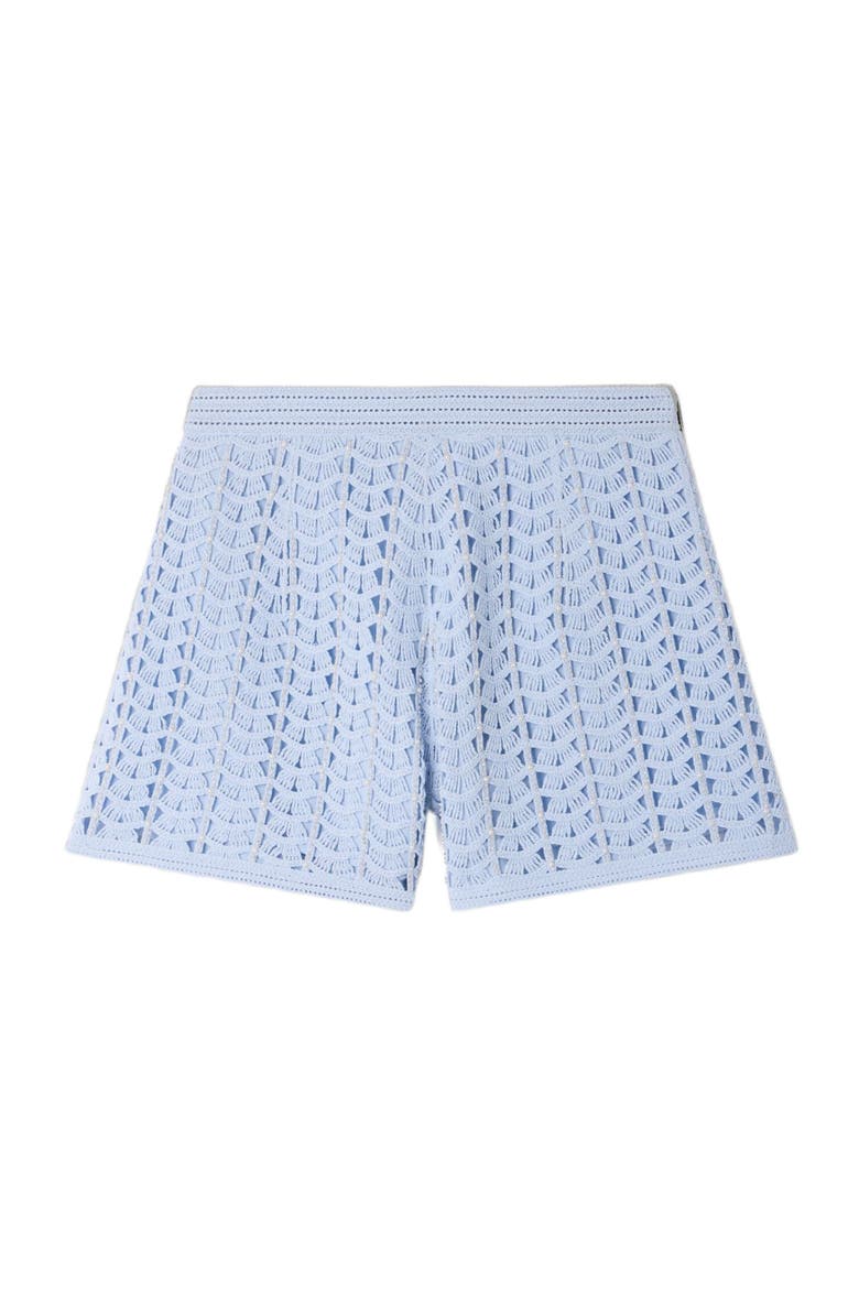 High-waisted beaded crochet shorts, Alternate, color, Sky blue