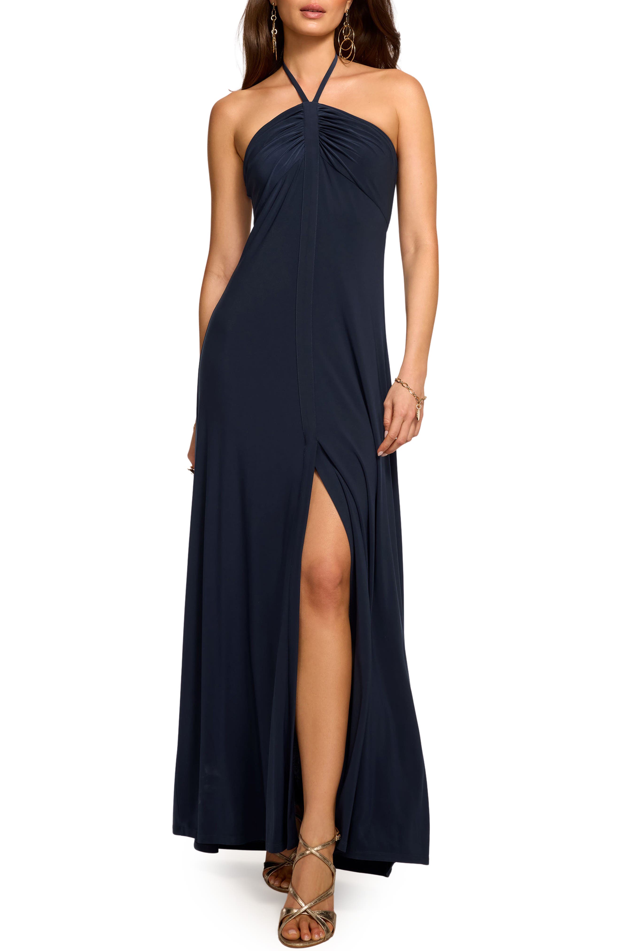 Mira Gathered Halter Gown