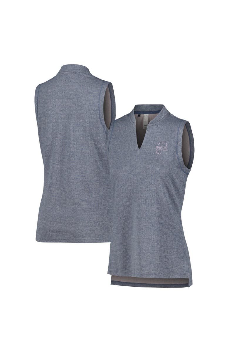 adidas Women's adidas Navy WM Phoenix Open Ultimate365 Textured HEAT.RDY V-Neck Sleeveless Polo, Main, color, Navy