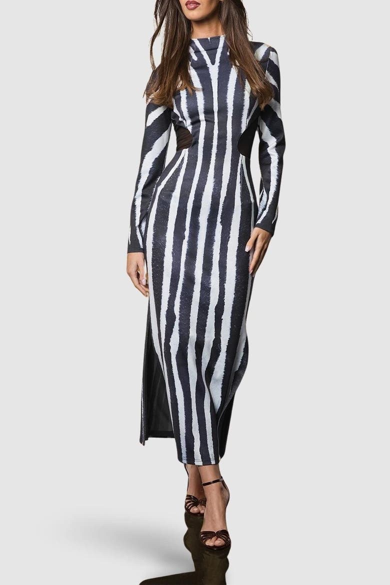 Muse Printed Maxi Dress, Alternate, color, Mono