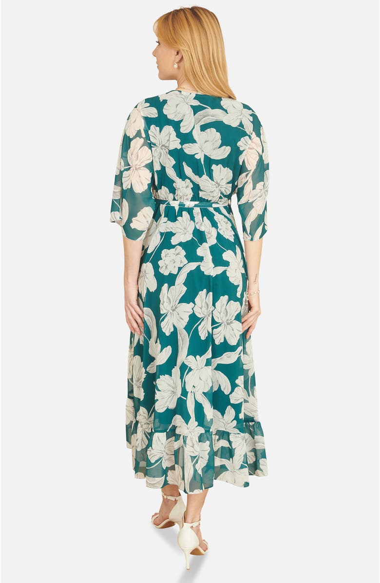 Yumi Midi Dip Hem Wrap Dress, Alternate, color, Green