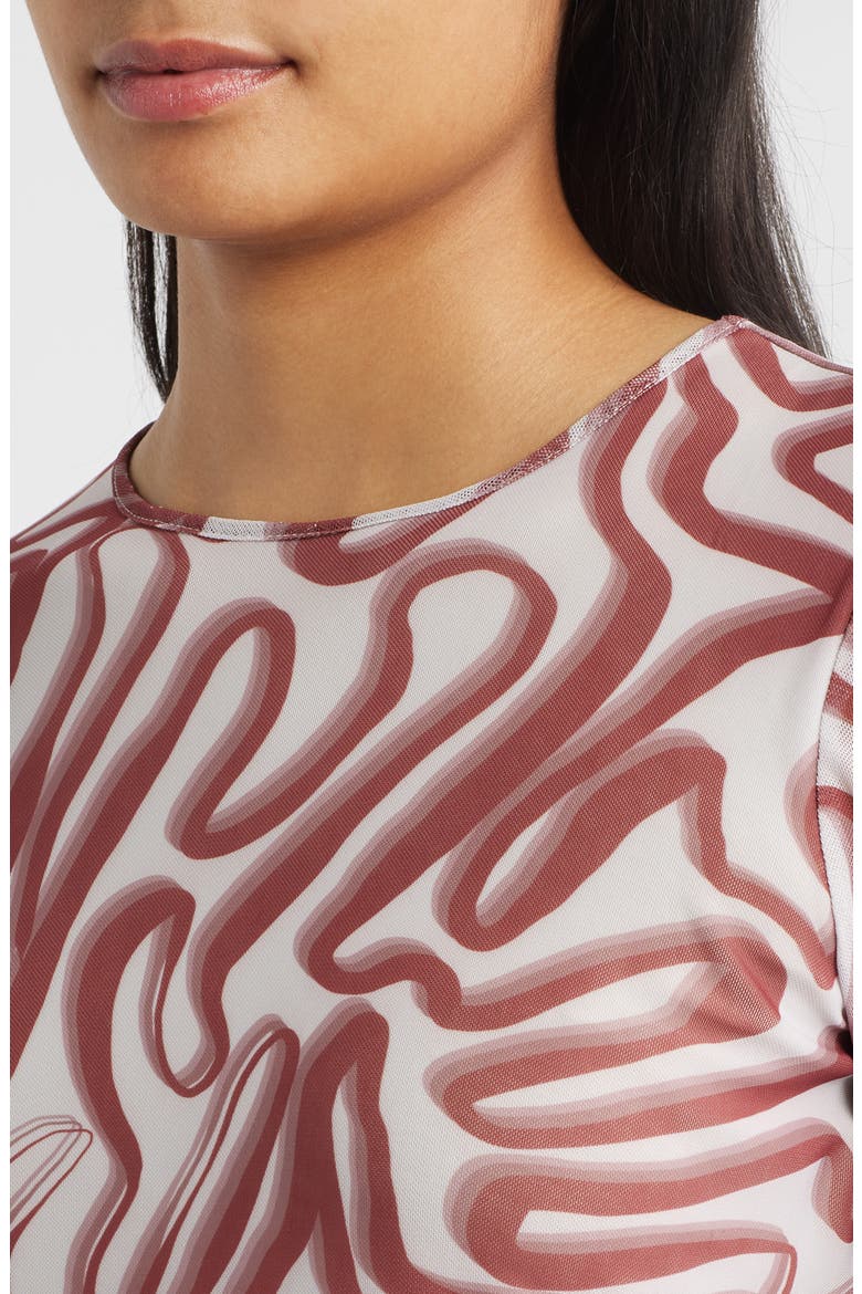 Print Long Sleeve T-Shirt, Alternate, color, BLUSH WINE