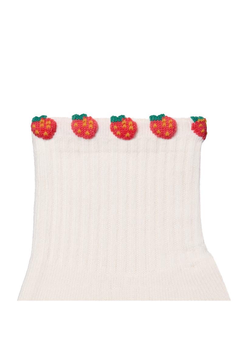 Bombas 3-D Strawberry Trim Cushioned Cotton Blend Quarter Socks, Alternate, color, Strawberries