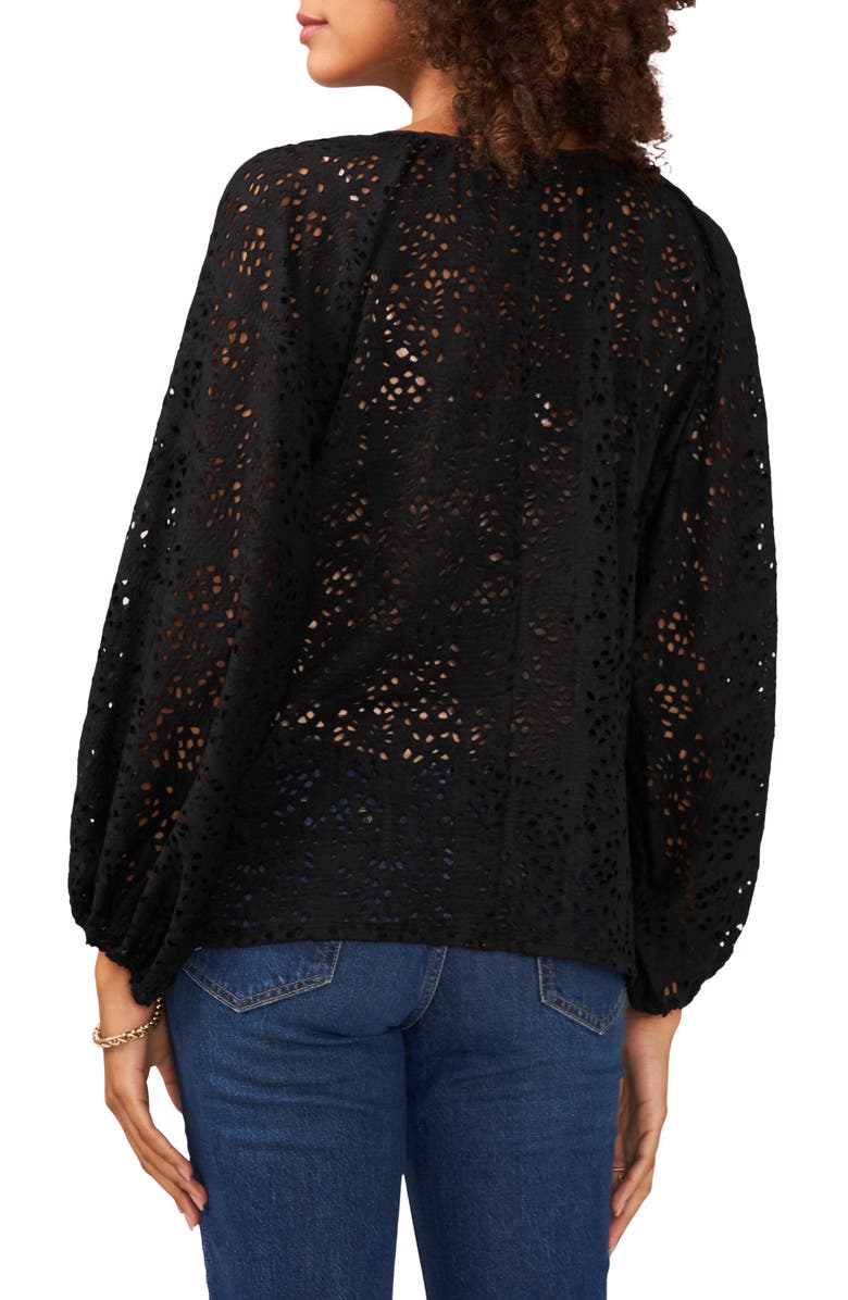 Vince Camuto Lace Slit Sleeve Top, Alternate, color, 