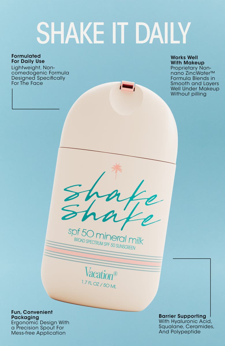 Vacation Shake Shake Mineral Milk SPF 50 Sunscreen, Alternate, color,