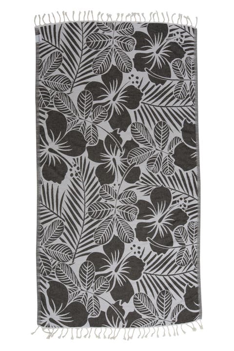 Hawaiian Flower Print Organic Cotton Reversible Turkish Towel