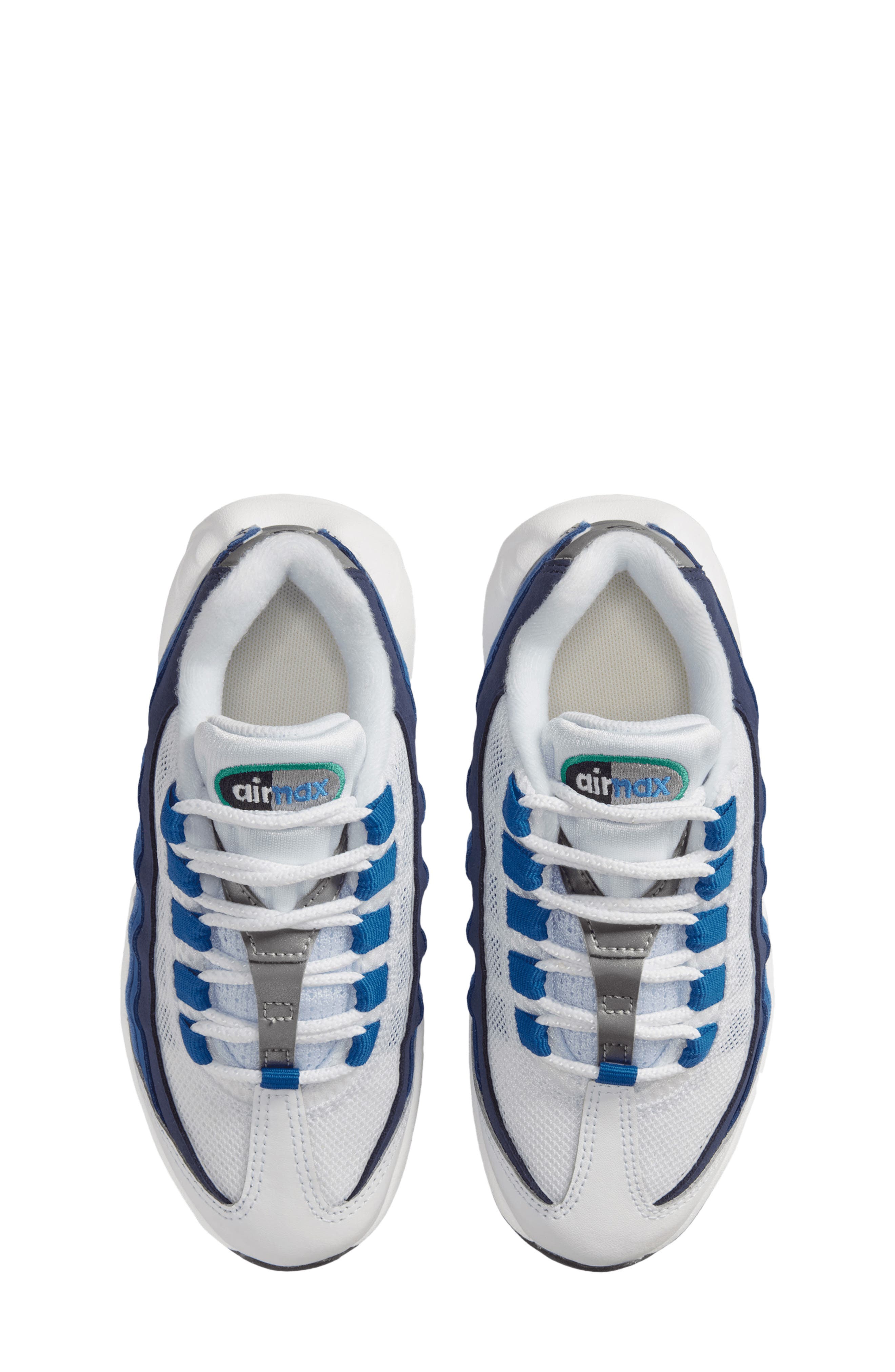 Nike Kids' Air Max 95 Sneaker, Alternate, color, White/ Blue/ Blue/ Green