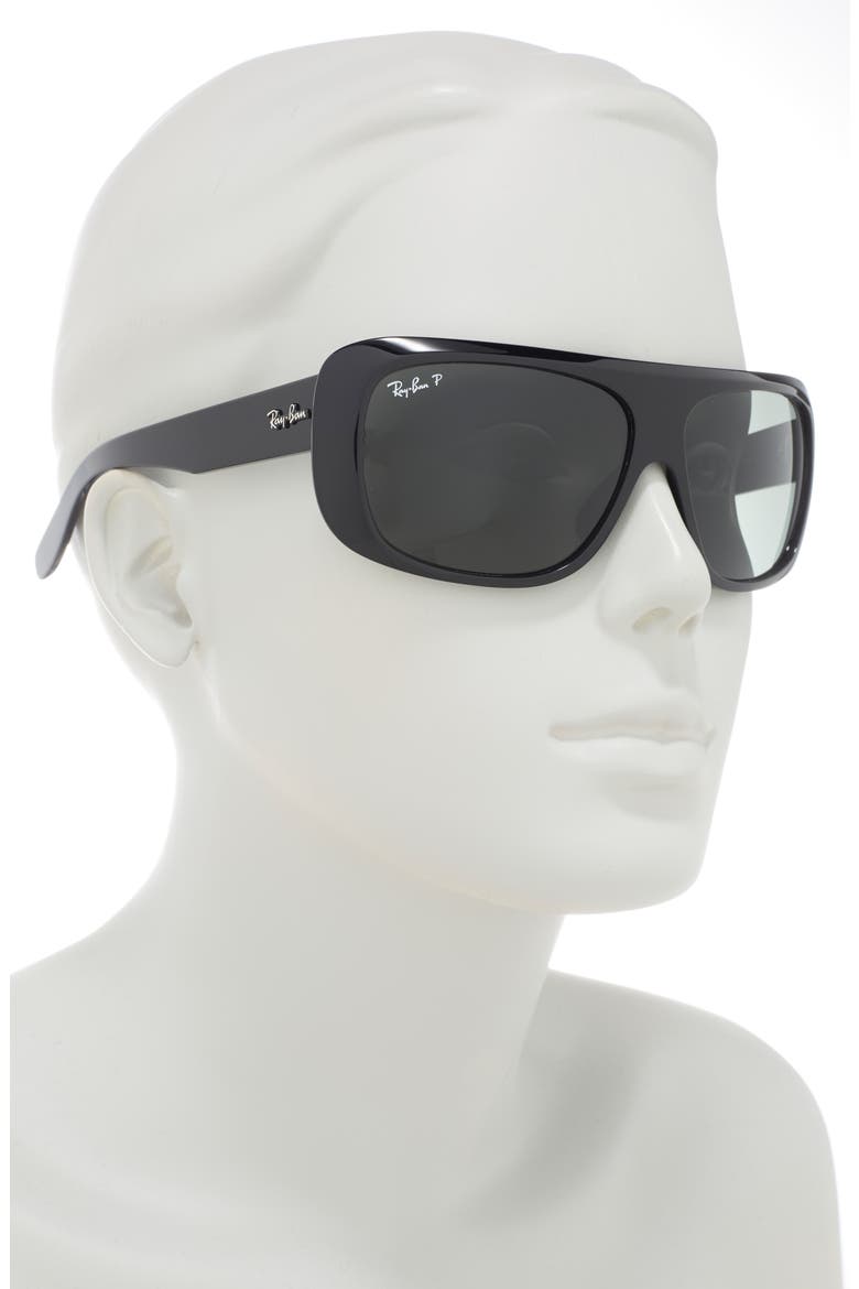 61mm Pillow Polarized Sunglasses, Alternate, color, BLACK