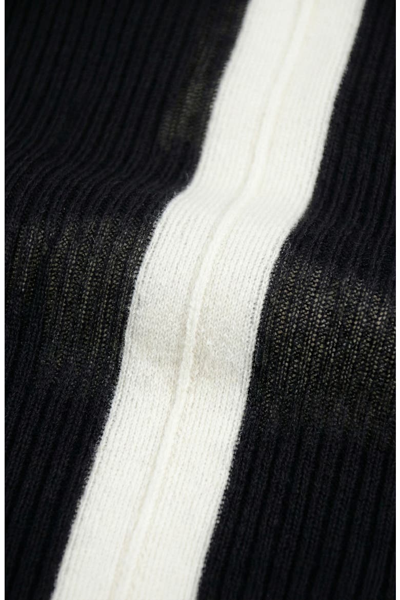 Ribbed Knit Contrast Placket Midi Dress, Alternate, color, Black