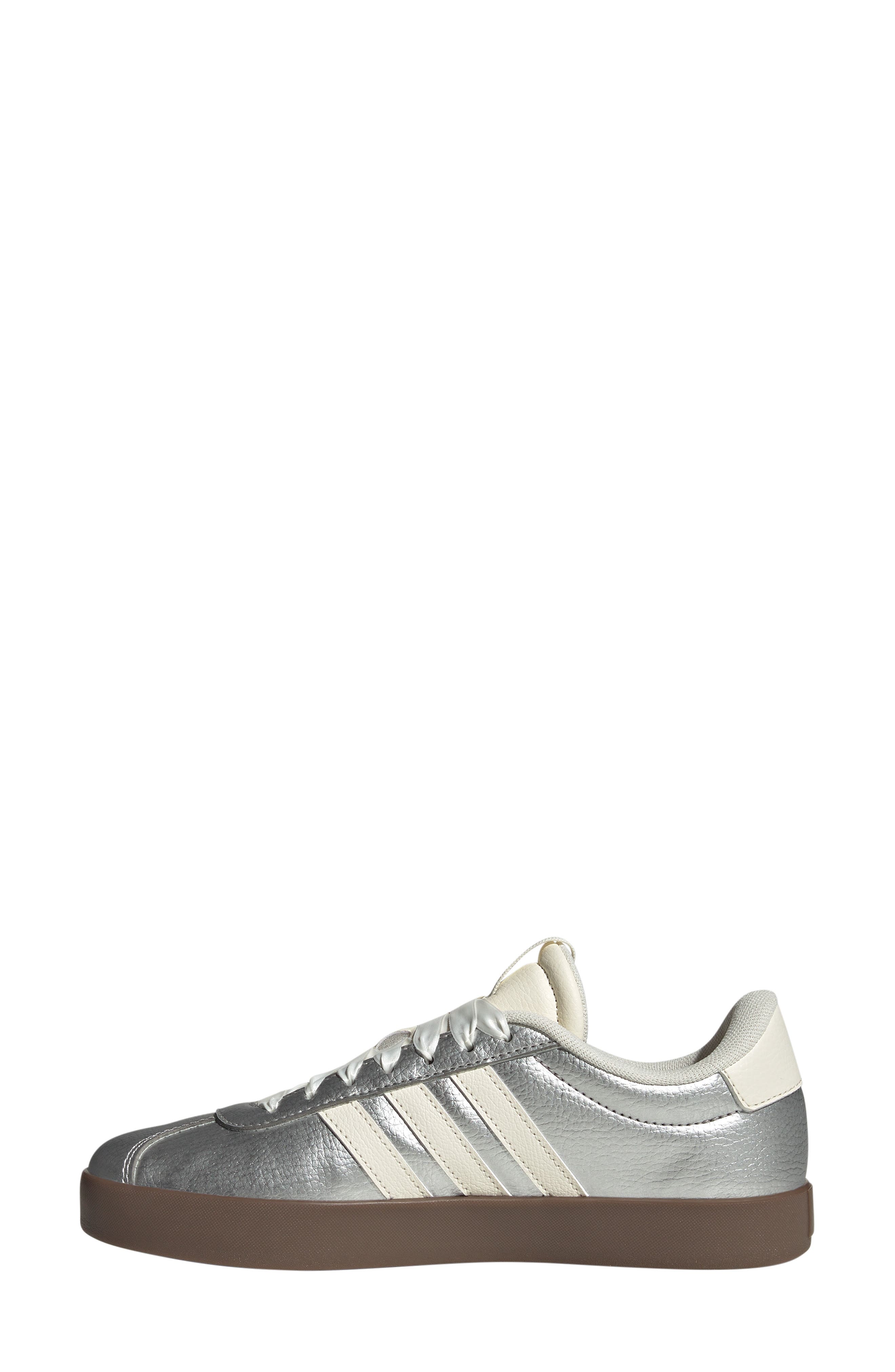 adidas VL Court 3.0 Sneaker, Alternate, color, Silver Met/ Off White/ Gum