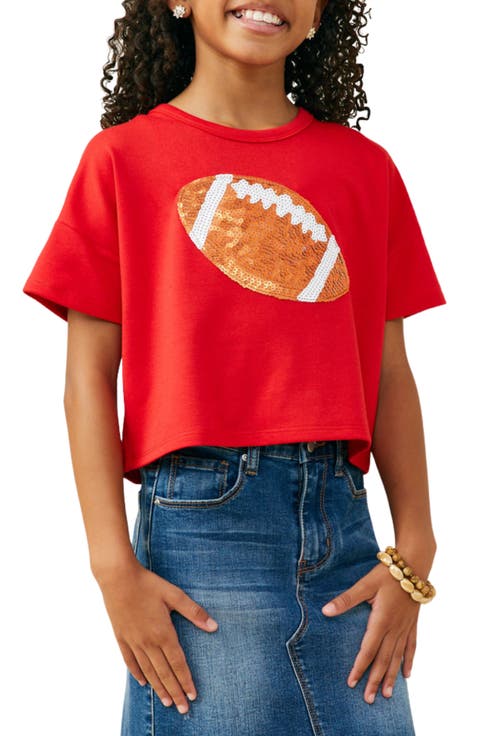 Kids' Gameday Football Sequin Graphic Tee