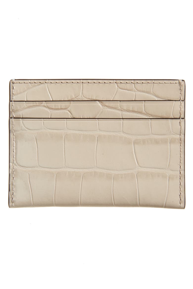 Robinson Croc Embossed Leather Card Case, Alternate, color, JAMAICA SAND