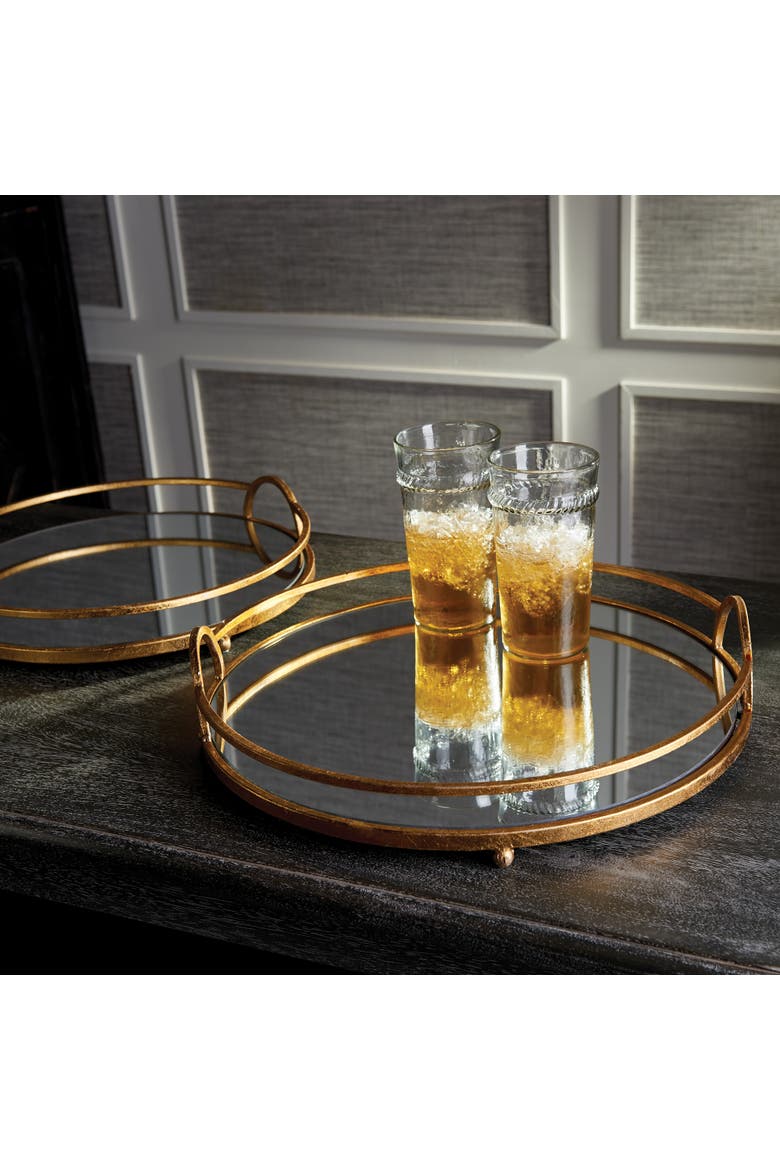 Hudson Mirrored Trays Set of 2, Alternate, color, Gold