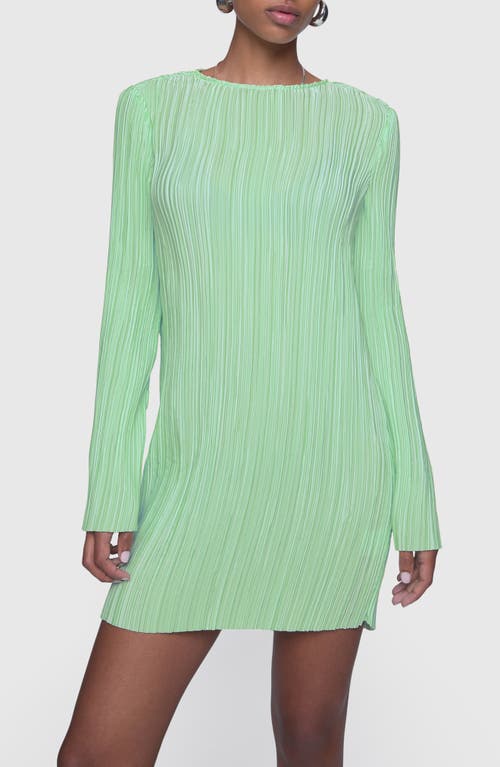 Rebecca Minkoff Iris Pleated Long Sleeve Mini Dress In Matcha