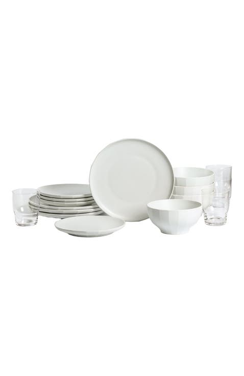 Rio Stoneware 16-Piece Dinnerware Set with Glasses