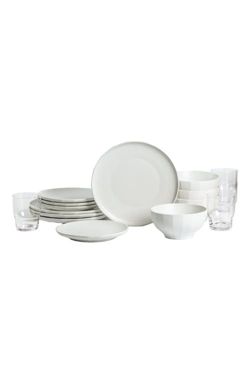 Stone Lain Rio Stoneware 16-piece Dinnerware Set With Glasses In White