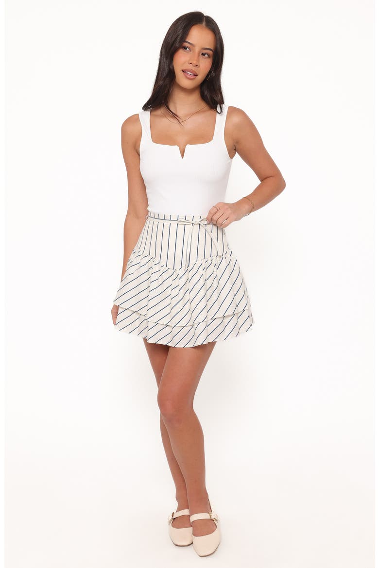 Sybella Striped Ruffle Miniskirt, Alternate, color, YELLOW/ BLUE STRIPE