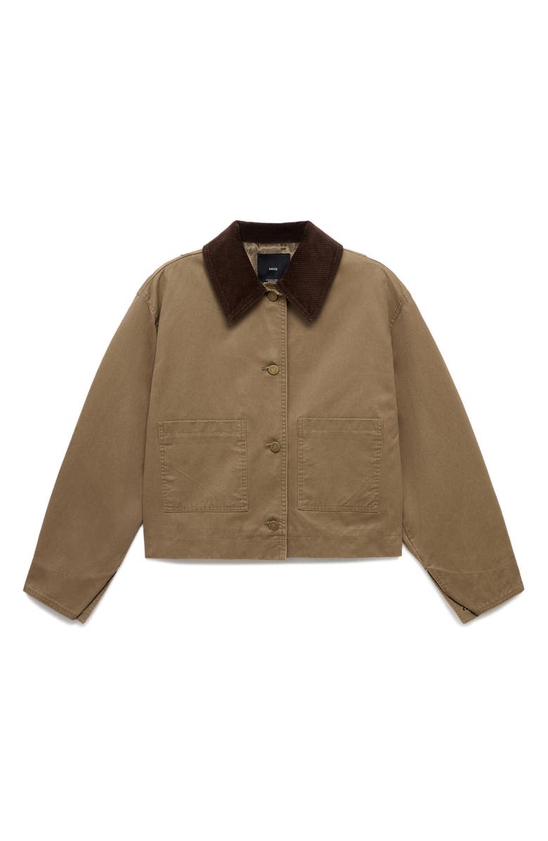 MANGO Corduroy Collar Denim Jacket, Alternate, color, Ochre