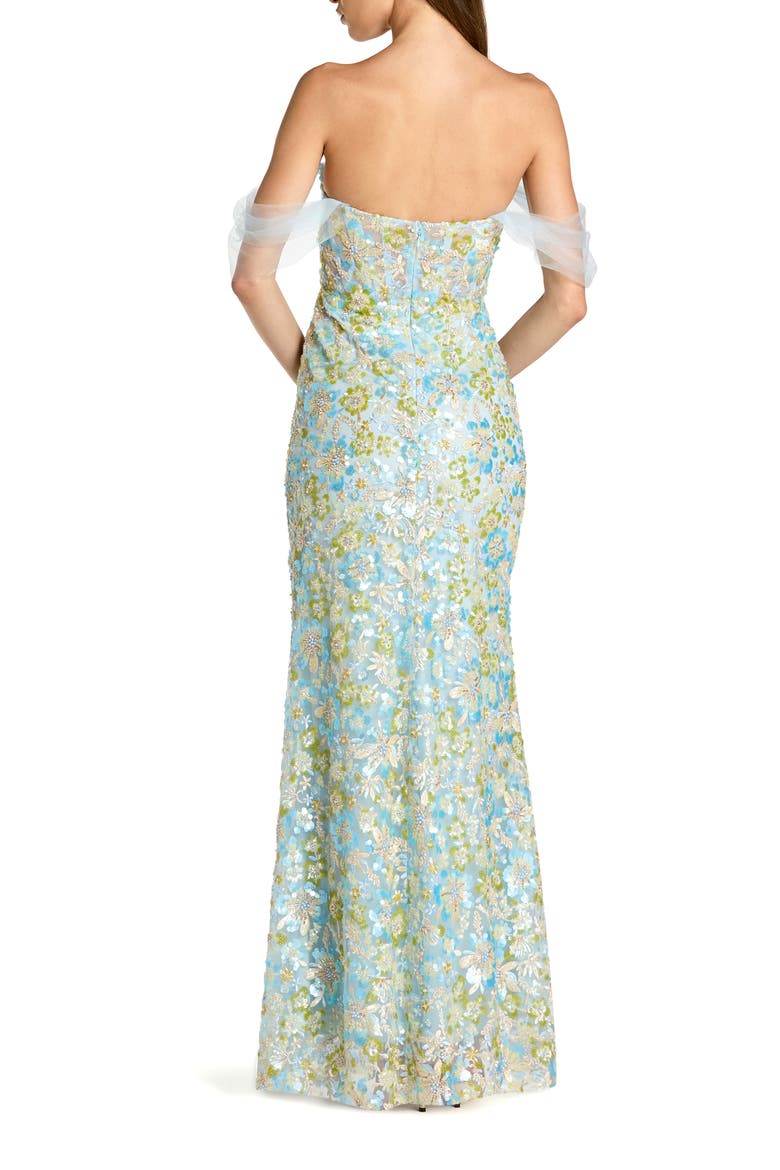 Off The Shoulder Sweetheart Neck Column Gown, Alternate, color, Powder Blue