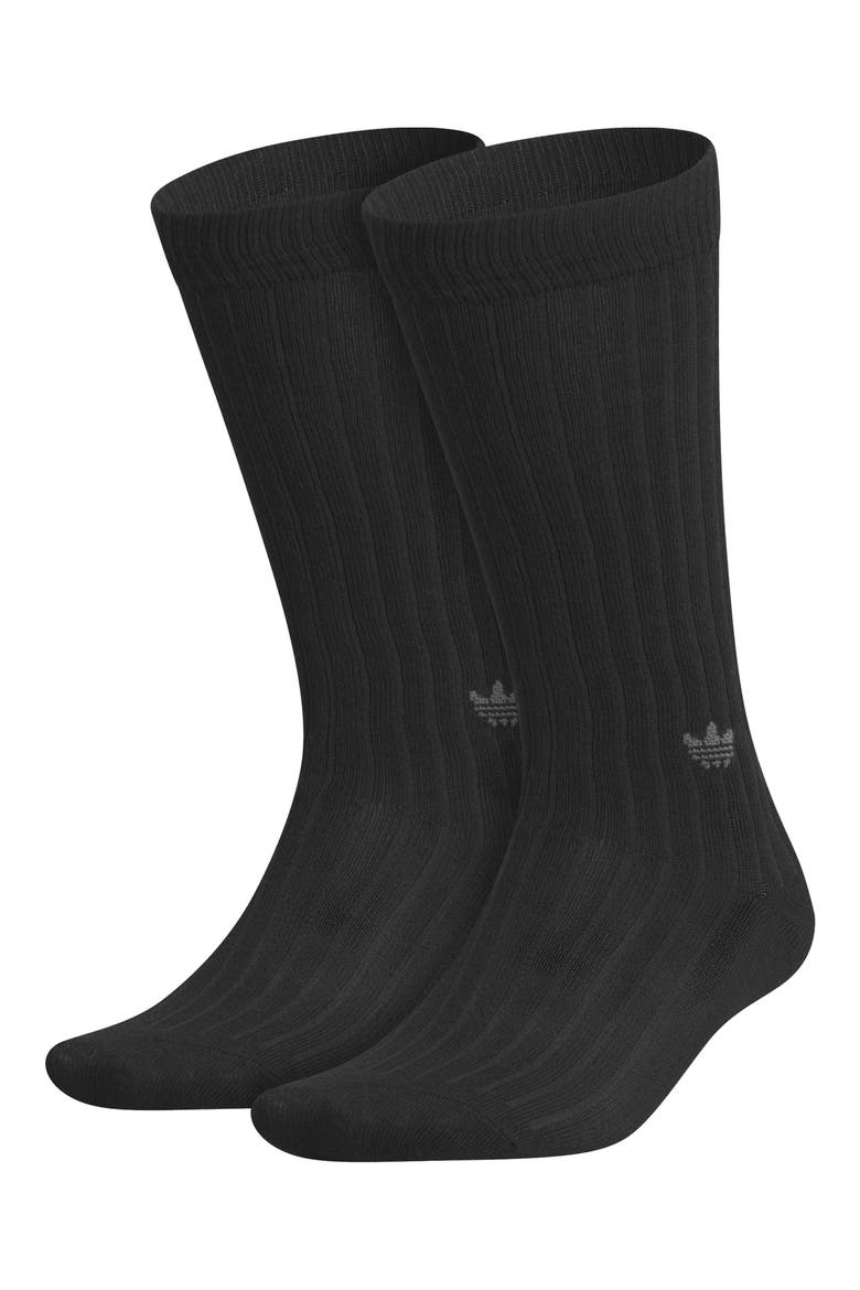 Gender Inclusive Originals Trefoil Rib Crew Socks, Main, color, BLACK/ GREY