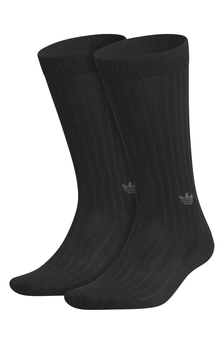 adidas Gender Inclusive Originals Trefoil Rib Crew Socks, Main, color, Black/ Grey