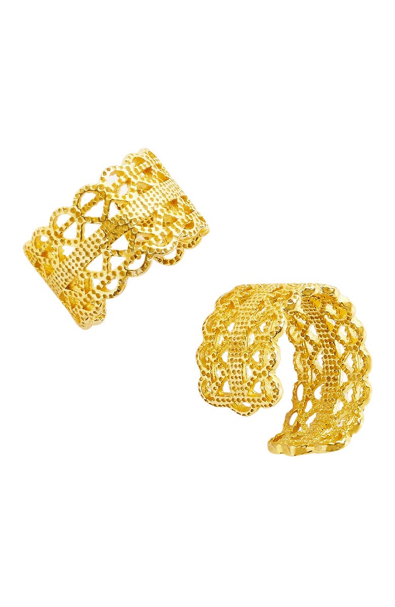 Sterling Forever 14K Gold Intertwined Ear Cuffs - Set of 2, Main, color,