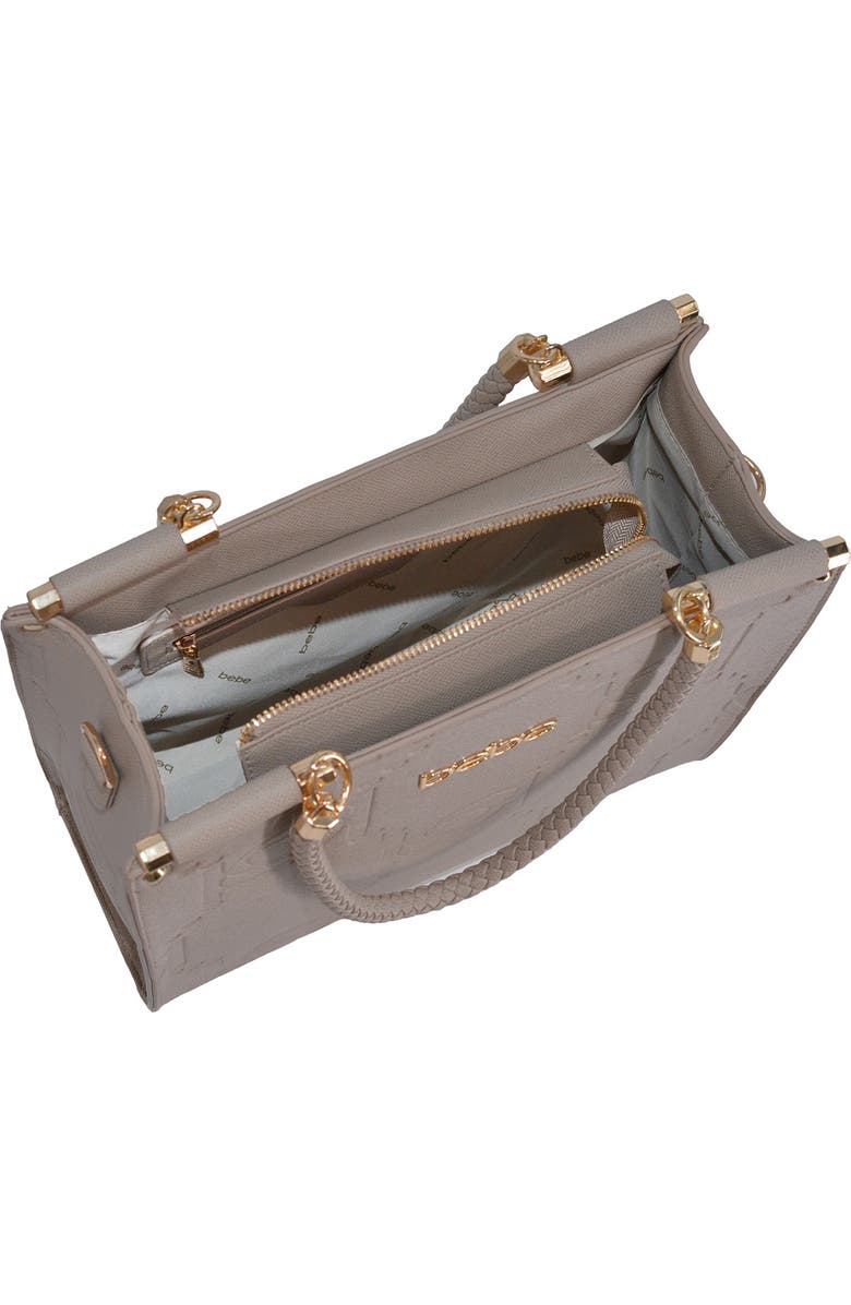 bebe Zenia Braided Handle Tote Bag, Alternate, color, Light Taupe