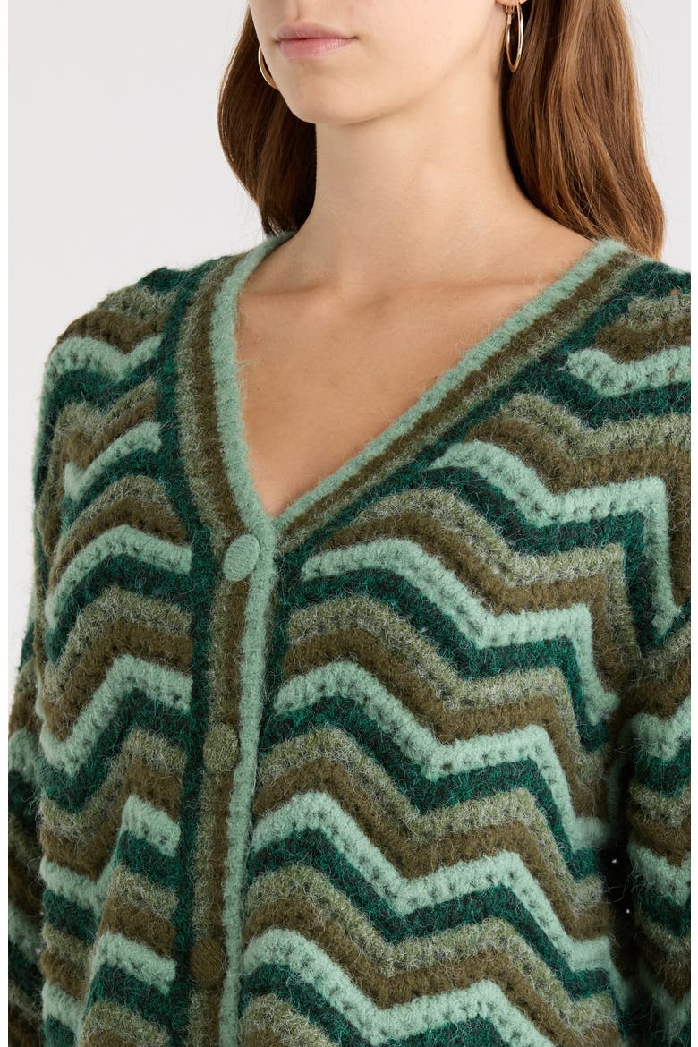 Harp Zig Zag Cardigan, Alternate, color, EMERALD