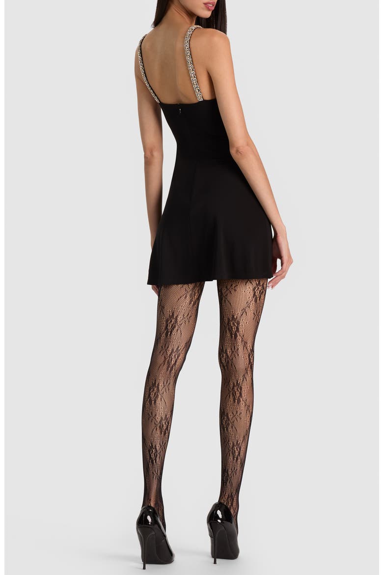 Julia Embellished Trim Minidress, Alternate, color, BLACK