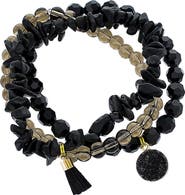 Panacea Smokey Stone Stretch Bracelet Set