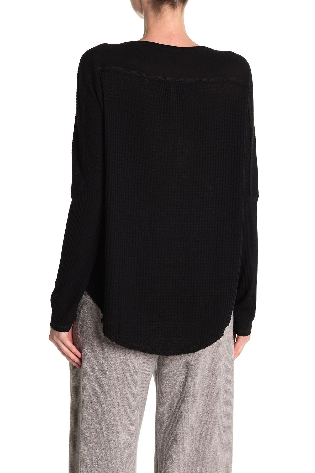 GIBSONLOOK Mixed Rib Waffle Knit Henley (Women) | Nordstromrack
