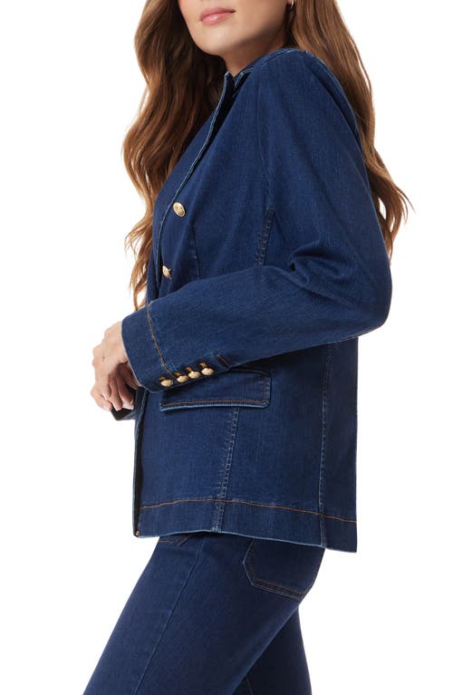 Sam Edelman Imogen Double Breasted Denim Blazer In Blue