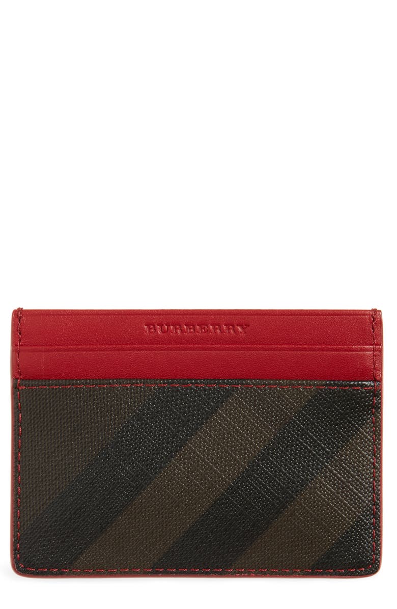 Burberry Check Faux Leather Card Case, Main, color,