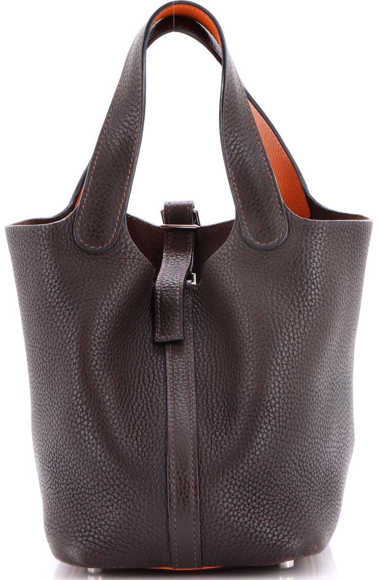 Pre-Owned Hermes Eclat Picotin Lock Bag Clemence PM, Main, color, Ebene