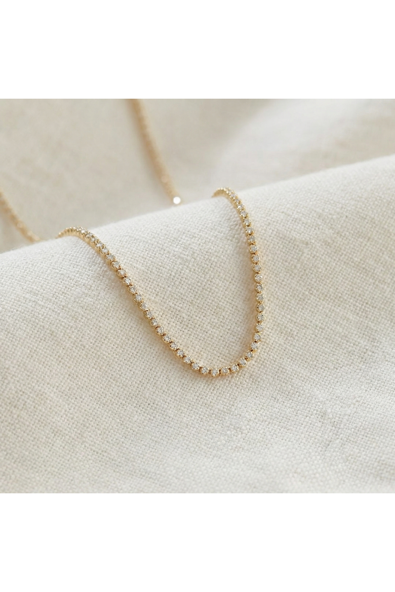 6Ct Round Lab Grown Diamond Tennis Necklace 14k Gold 18" Lab Grown, Alternate, color, 14k Yellow Gold
