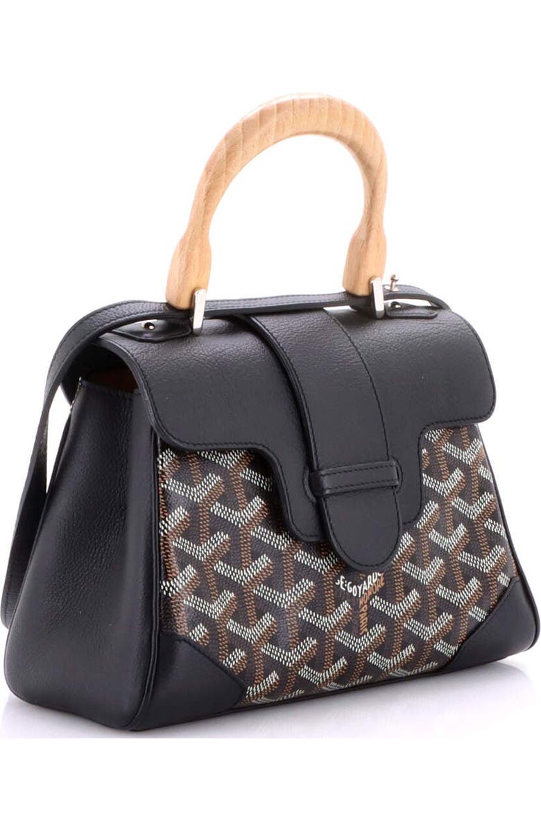 Pre-Owned Goyard Saigon Top Handle Bag Coated Canvas with Leather Mini, Alternate, color, Black