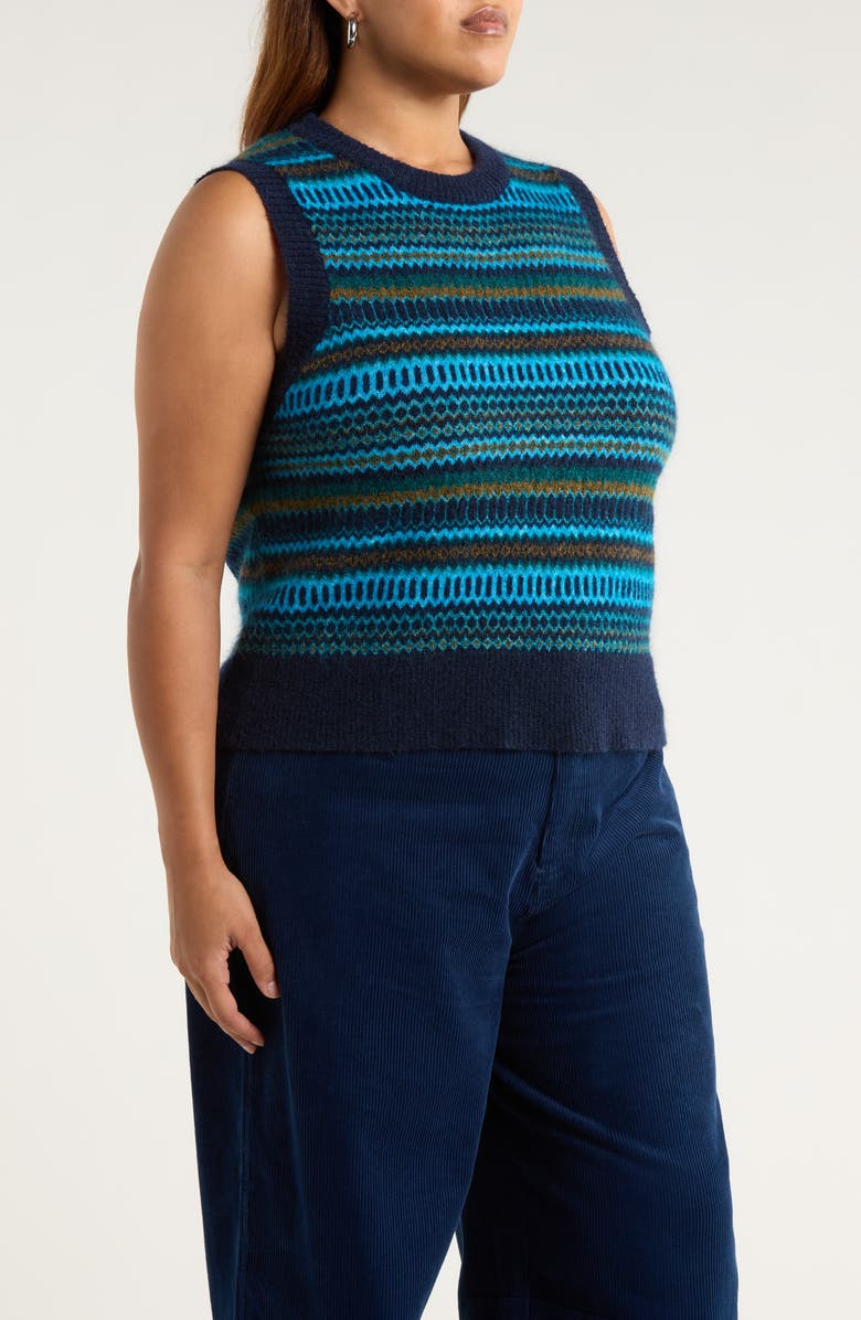 Seasalt Cornwall Annik Fair Isle Wool & Mohair Blend Sweater Vest, Alternate, color, Modernist Cyan Multi