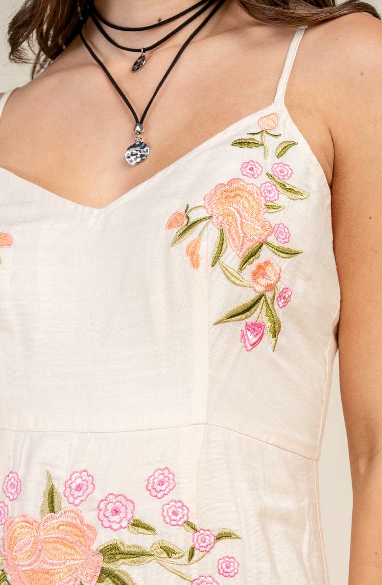 Beivy Floral Embrodiered Midi Dress, Alternate, color, Natural