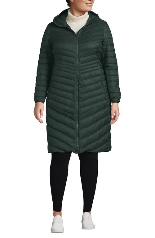 Lands' End Ultralight Packable Long Down Coat In Black