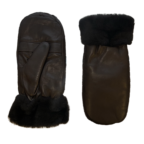 Marie-Alix Rabbit Fur Lined Lambskin  Mitten