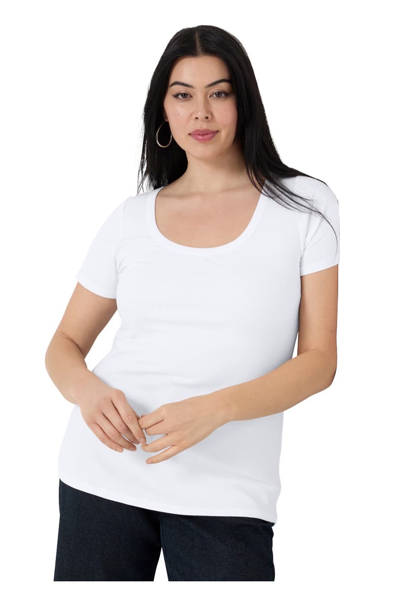 Ribbed Scoopneck Top, Main, color, WHITE