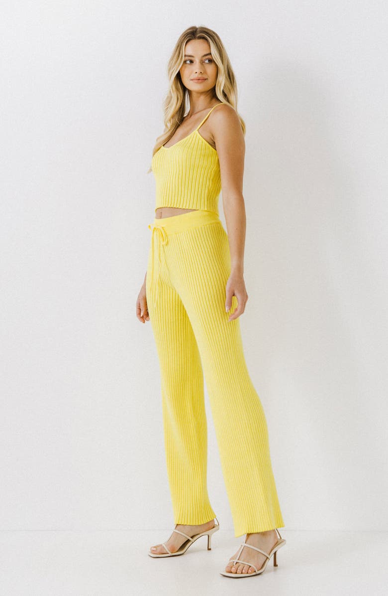Endless Rose Ribbed Drawstring Pants, Alternate, color, Lime