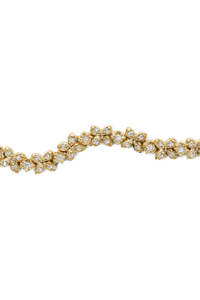 18K Yellow Gold Plated Silver 1/4 Ctw Diamond Marquise Shaped Link Bolo Bracelet, Alternate, color, Yellow