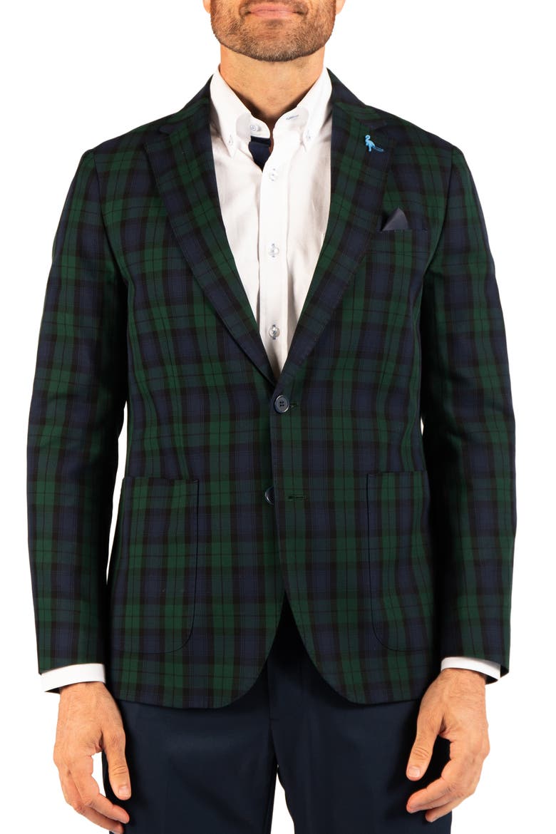 Holiday Blackwatch Plaid Sport Coat, Main, color, GREEN