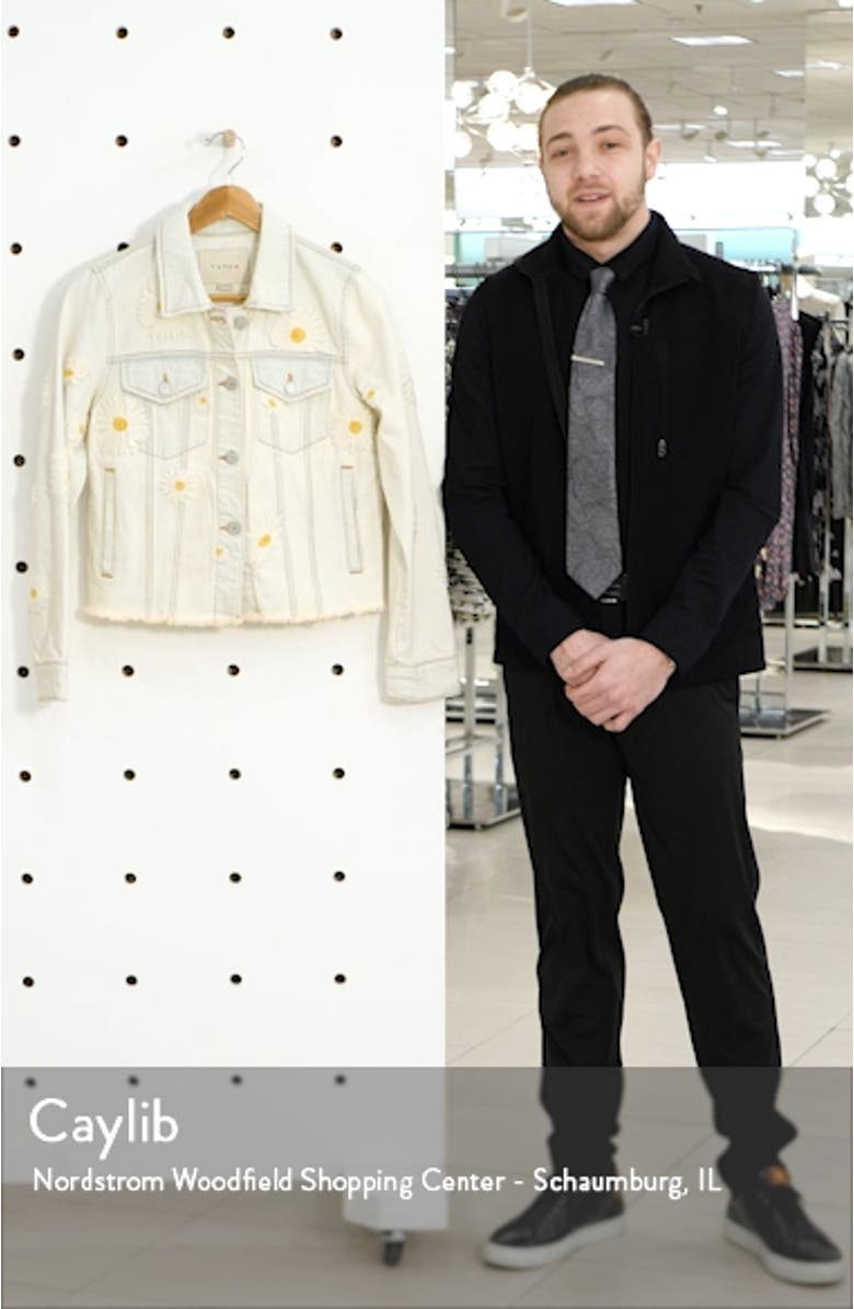 Daisy Embroidered Bleached Denim Jacket, sales video thumbnail